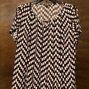 Roz & Ali Geometric Print Flare Top
